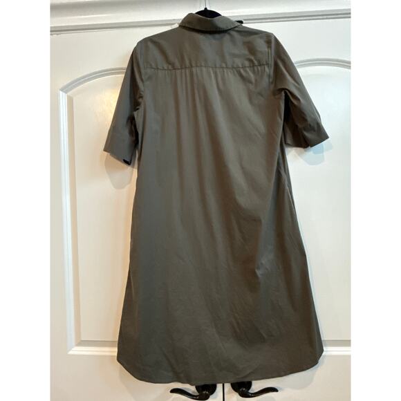 Chico’s Olive Green Collar V-Neck High- Low Shirt Dress - Picture 7 of 8